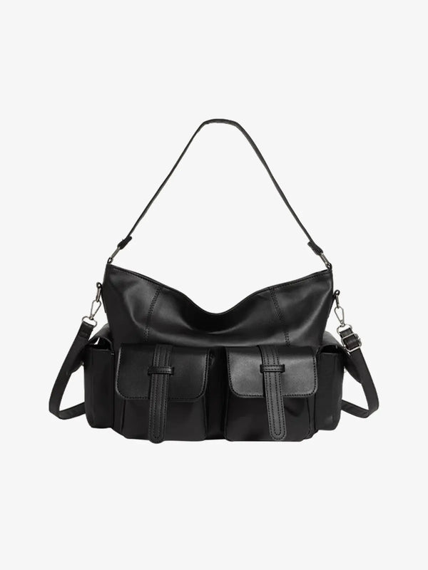 Motorcycle Workwear Multi-Pocket Crossbody Bag - Black