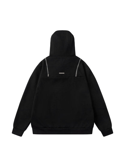Deconstructed Rivet Angular-Zip Hoodie 