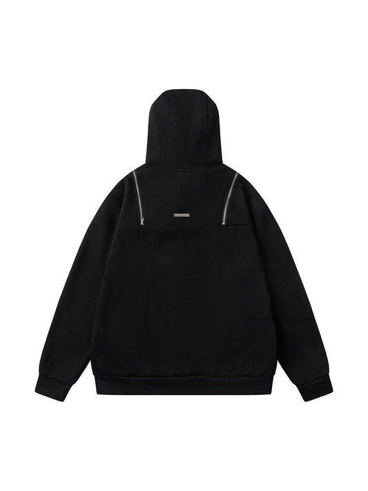 Deconstructed Rivet Angular-Zip Hoodie 