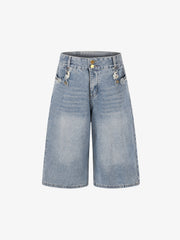 Studded Raw Edge Pocket Jorts