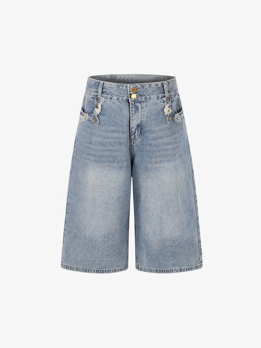 Studded Raw Edge Pocket Jorts
