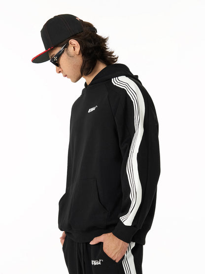 Stylish Black Tracksuit Set with White Stripes for Men 