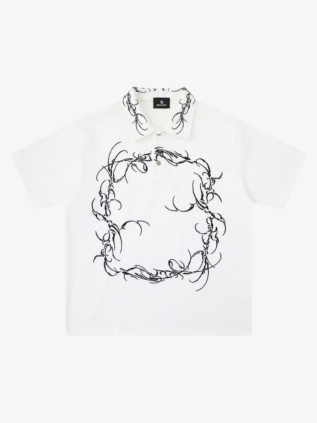 Thorn-Wreath Graphic Polo Shirt 