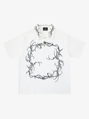 Thorn-Wreath Graphic Polo Shirt 