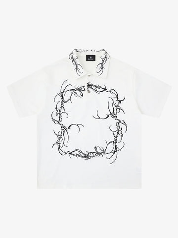 Thorn-Wreath Graphic Polo Shirt 