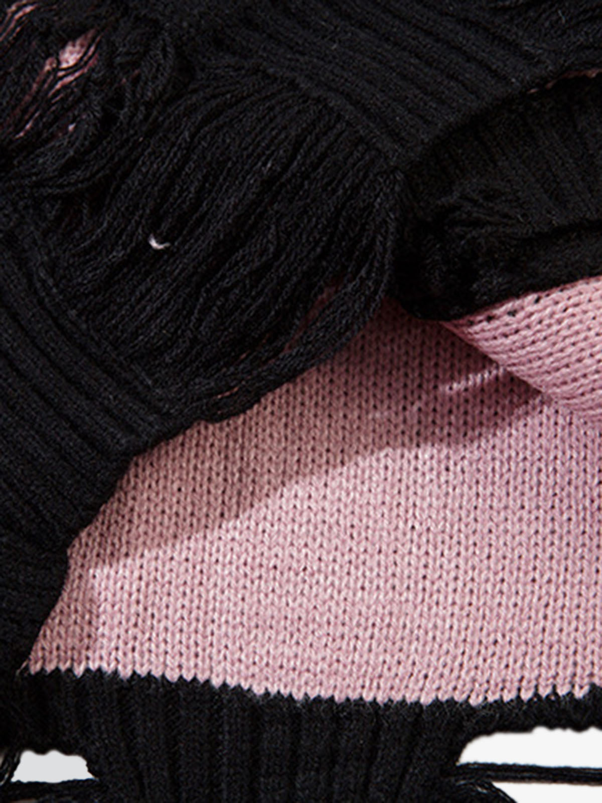 Irregular Neck Hole Hollow Knit Raw Edge Sweater 