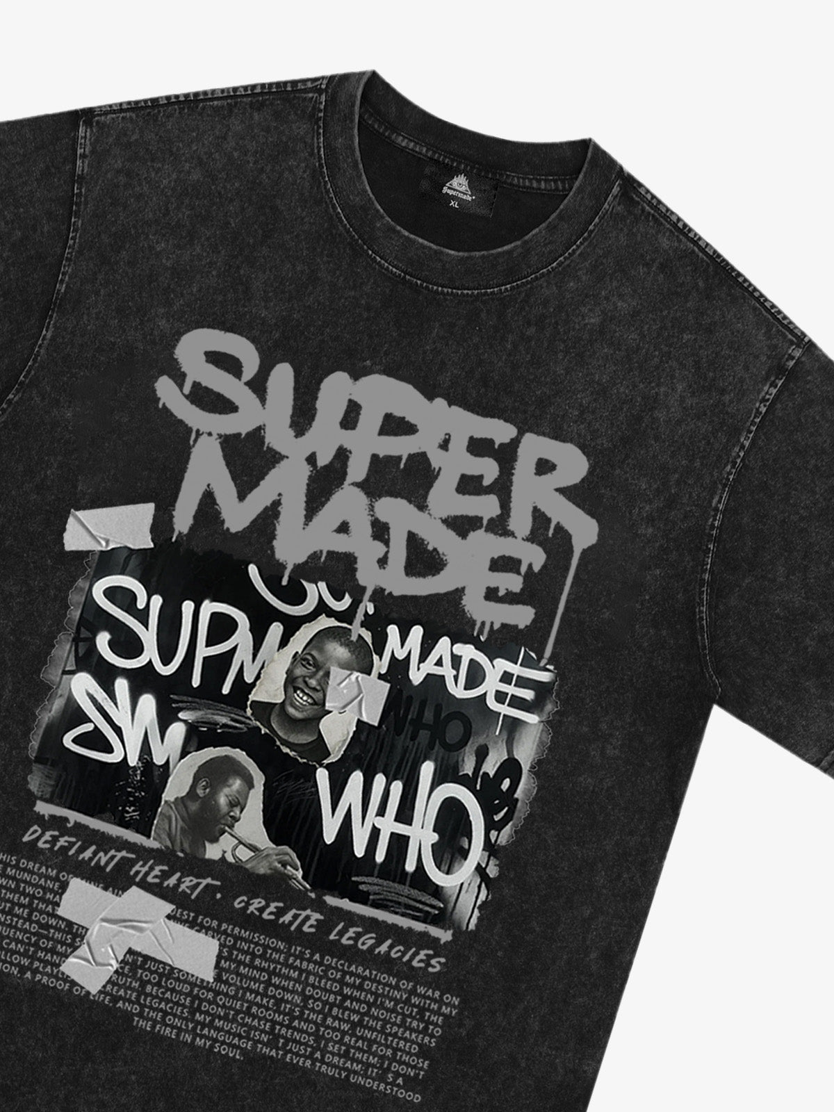 Streetwear Graffiti Character Collage Graphic T-Shirt 