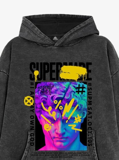 Thesupermade Cyberpunk Graffiti David Statue Hooded Sweatshirt 