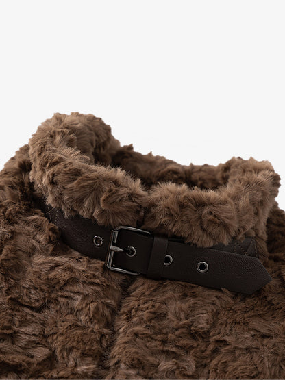 Vintage Stand Collar Sherpa Fleece Cotton Jacket 