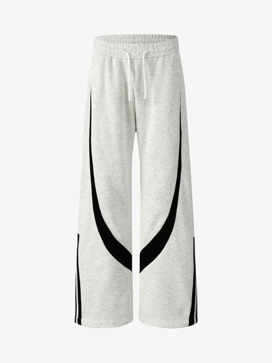 Retro Motorcycle Colorblock Structure Drape Pants 