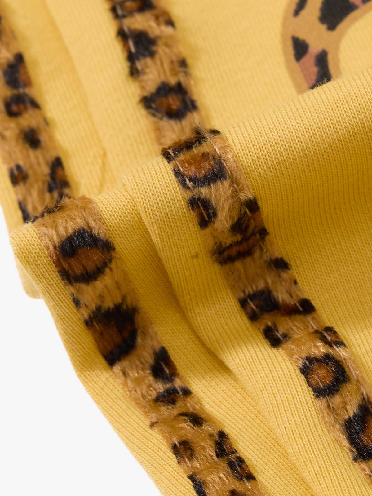 Leopard Letter Graphic Patchwork Drawstring Sweatpants