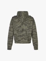 Studded Camo Hooded Sweatshirt Jacket