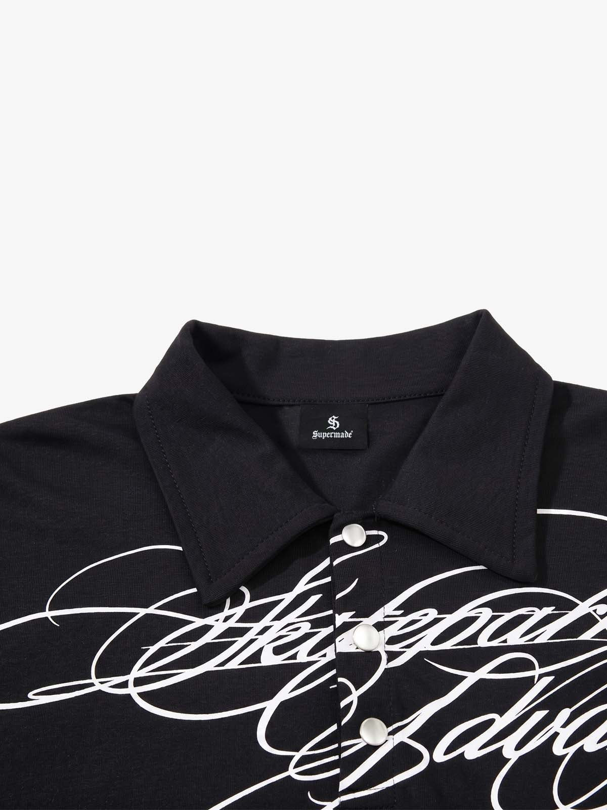 Floral Letter Print Polo Shirt
