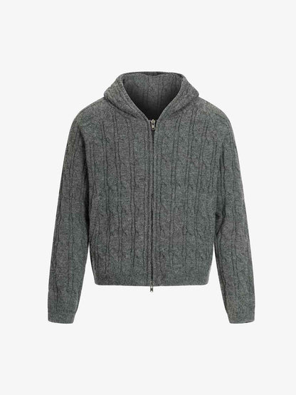Cable Knit Zip Up Hooded Sweater