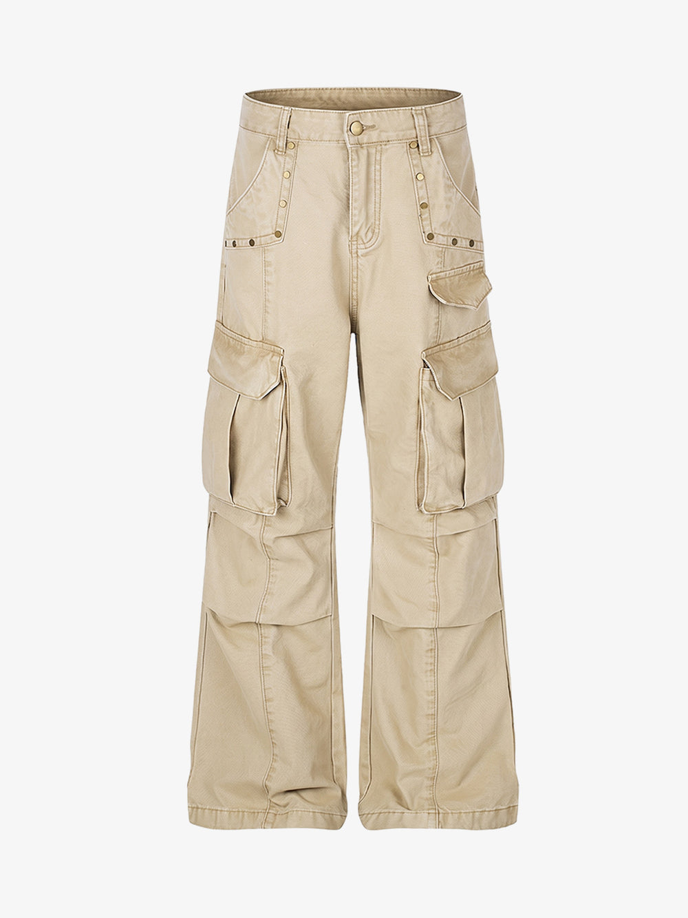 Studded Multi-Pocket Straight-Leg Work Pants