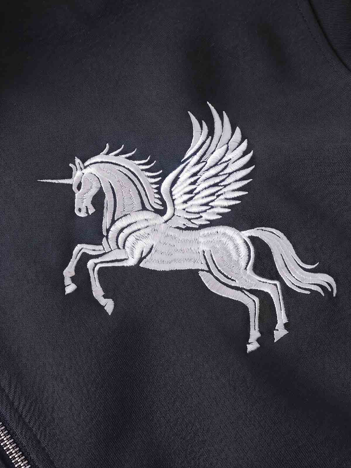 Embroidered Pegasus Zip-Up Hoodie