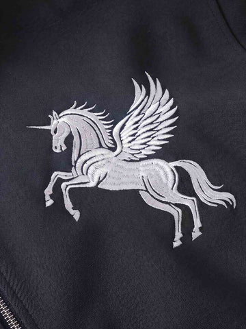 Embroidered Pegasus Zip-Up Hoodie