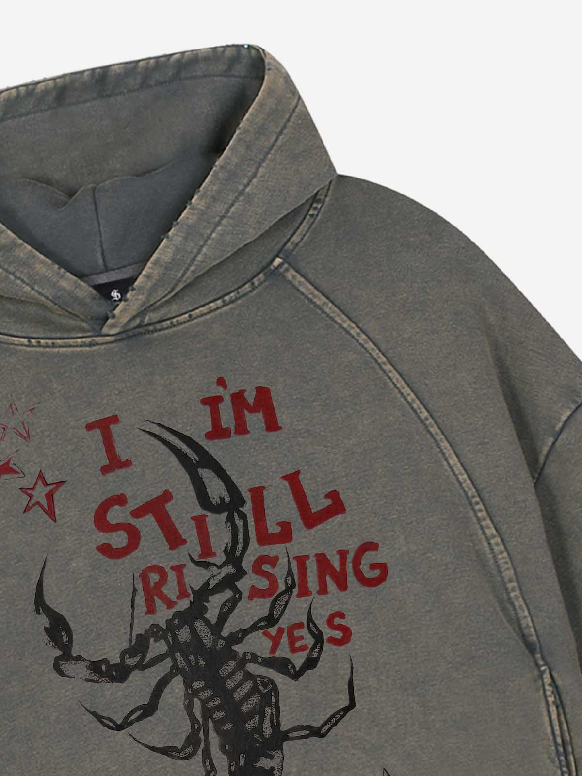 Hoodie mit Logo-Blitz-Grafik, gewaschen und im Used-Look