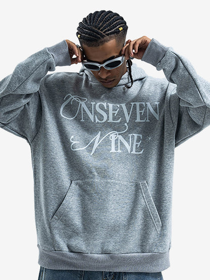 Basic Letter Print Fleece Hoodie 