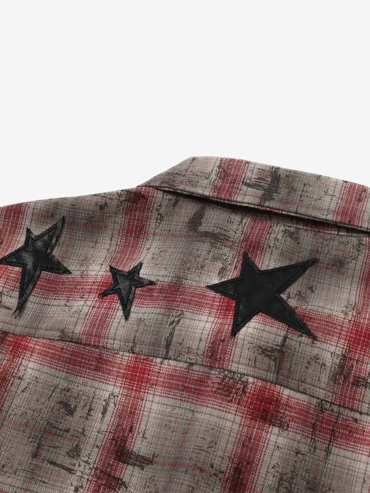 Distressed Star Applique Long Sleeve Shirt