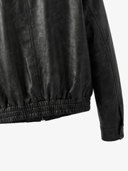 Cross Embroidered Color Block Cropped Biker Jacket