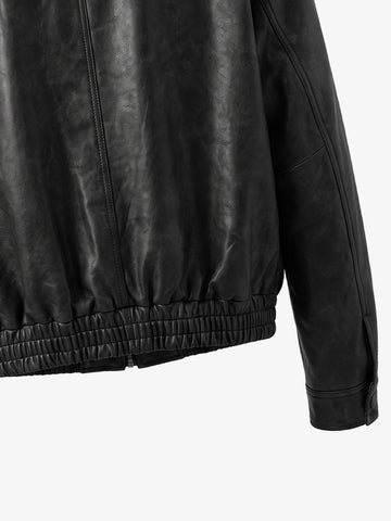 Cross Embroidered Color Block Cropped Biker Jacket