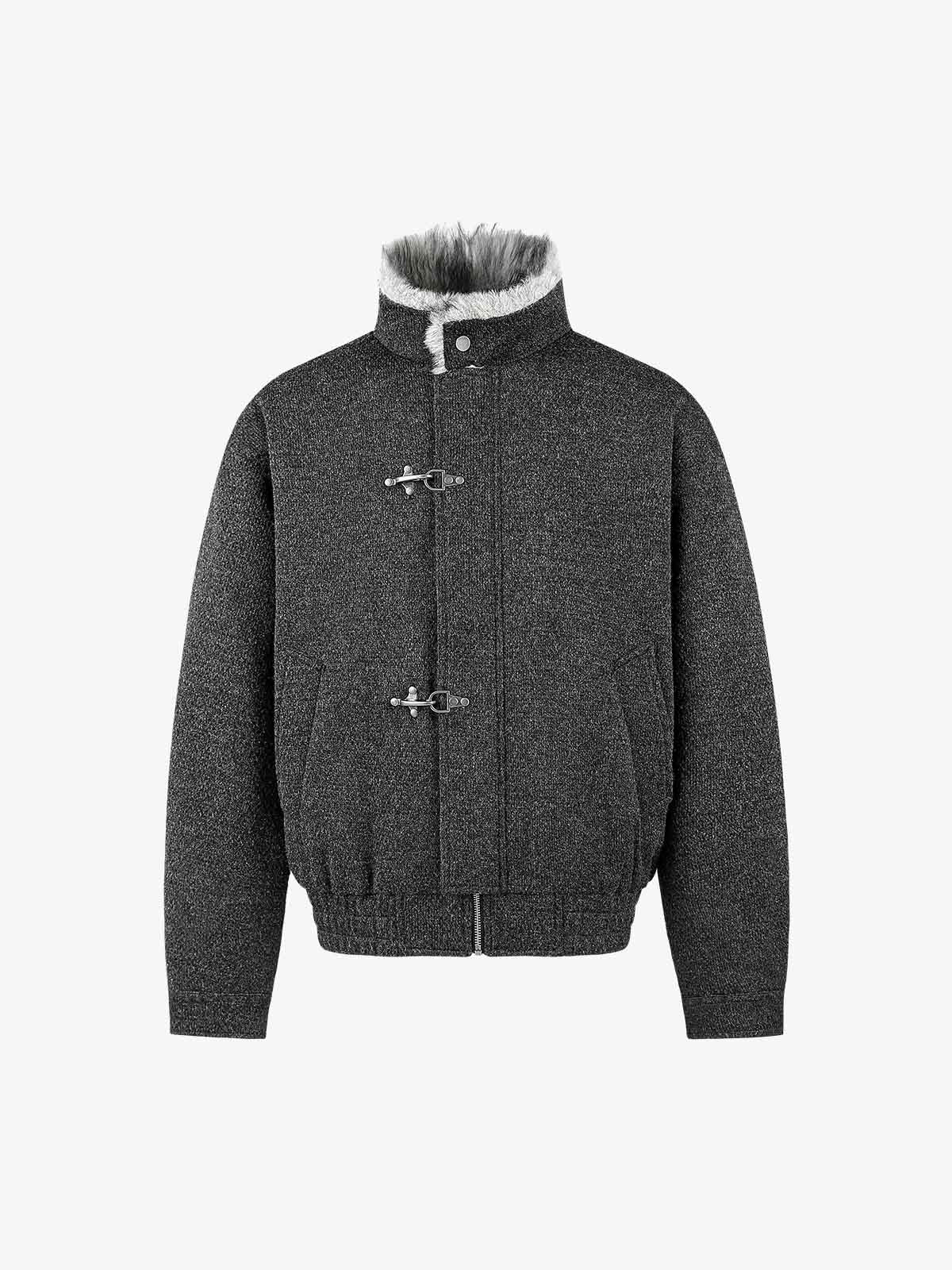 Faux-Fur Collar Thick-Lined Stand-Collar Jacket