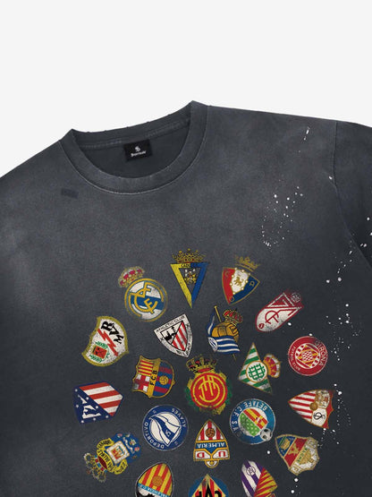 Distressed Ink Splatter Pattern Team Logo Collection T-shirt 