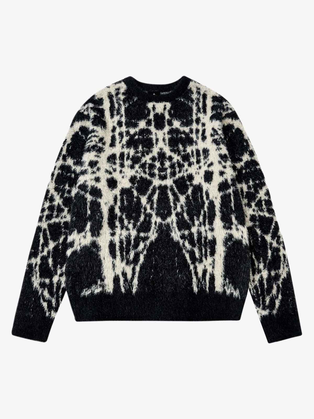 Abstract Ink Print Knit Sweater