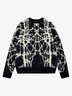 Abstract Ink Print Knit Sweater