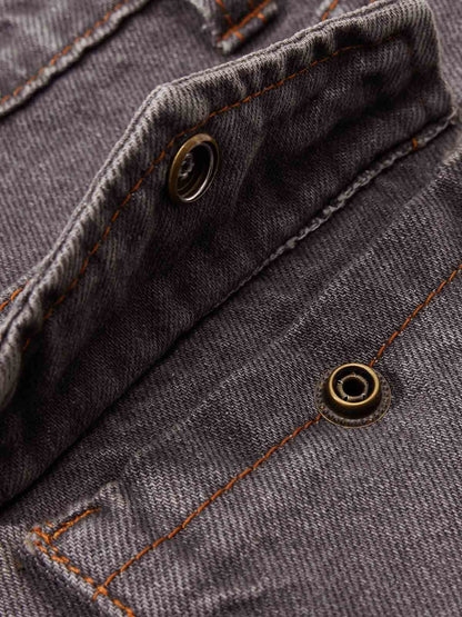 Retro Faded Multi-Pocket Flared Cargo Jeans 