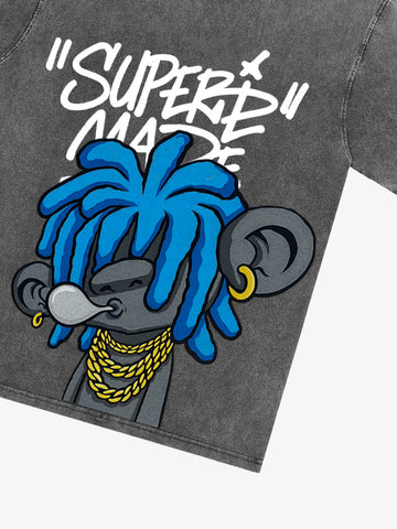 Thesupermade Graffiti Trend Blue Dreadlock Boy T-Shirt 