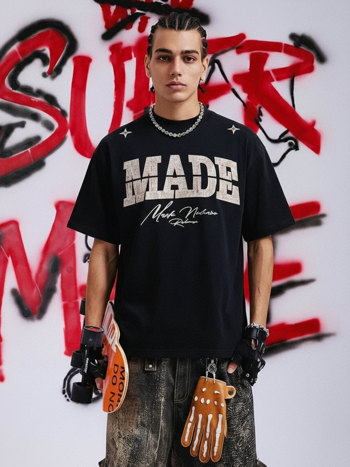 Vintage Patchwork Embroidered Letter T-Shirt 