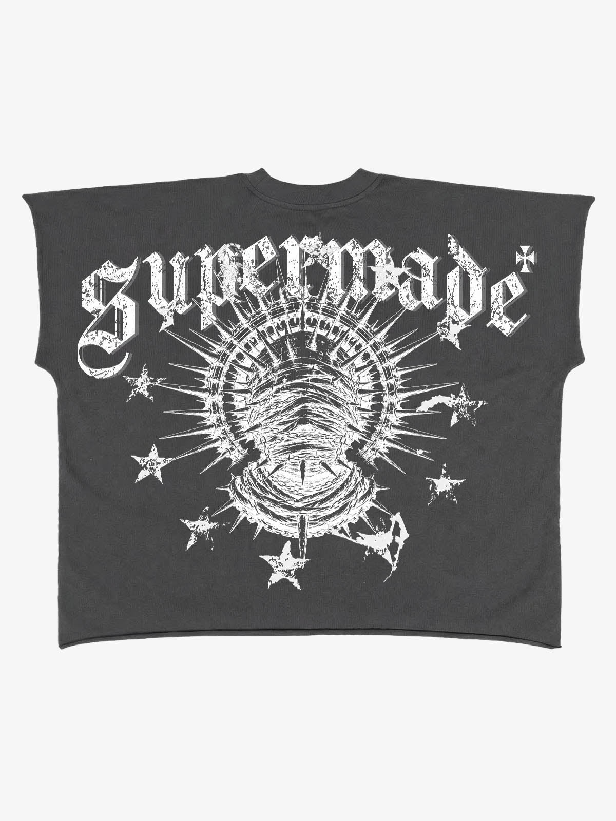 Schwarzes Crop-T-Shirt mit Grafikprint