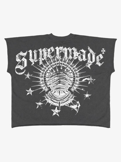 Black Graphic Crop Tee