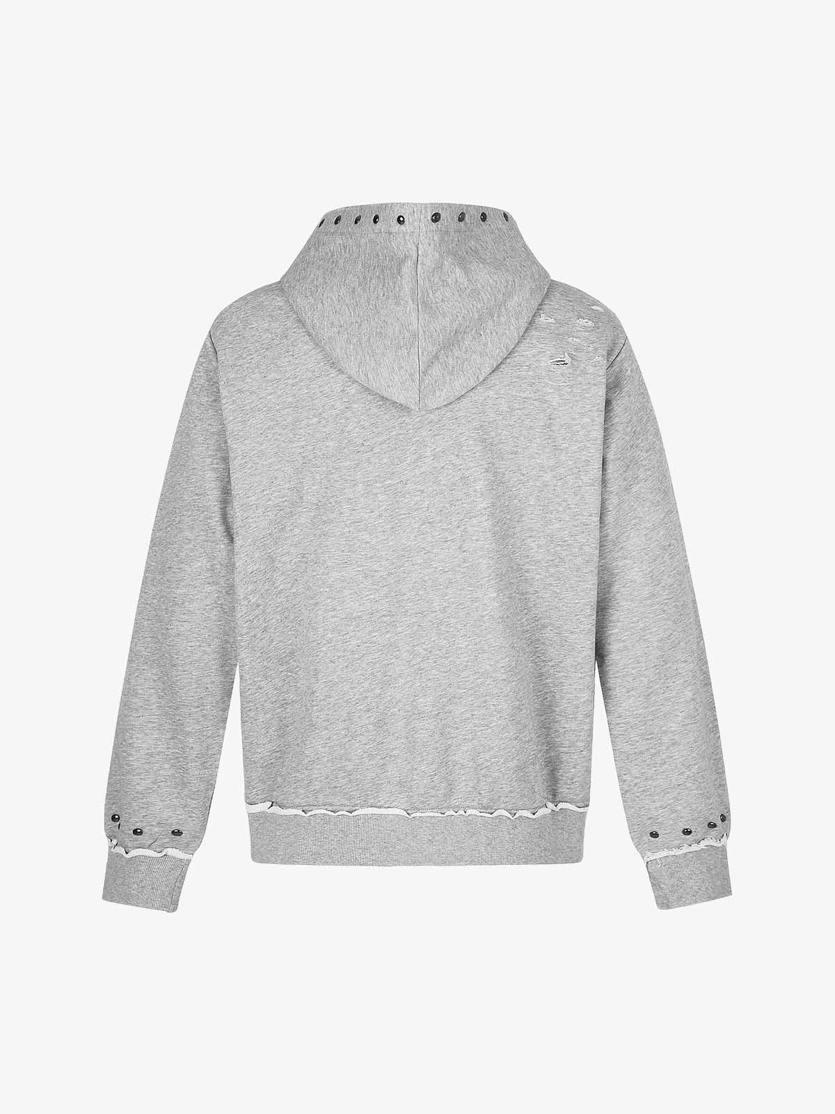 Studded Zip-Up Hooded Sweatshirt Jacket