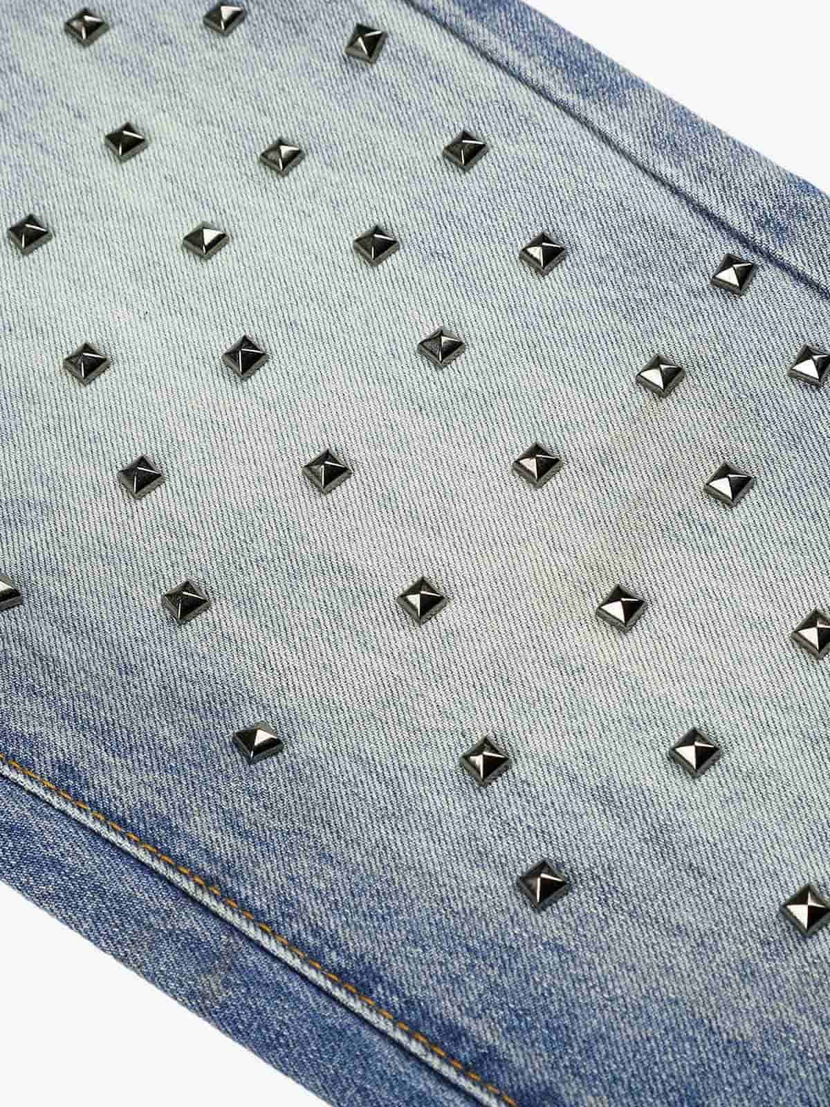 Studded Washed Heavy-Duty Jeans