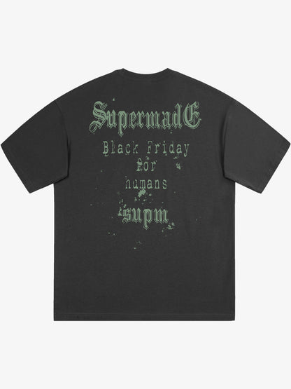 THE SUPERMADE Black Friday Gothic Skull Spiderweb Graphic T-Shirt 