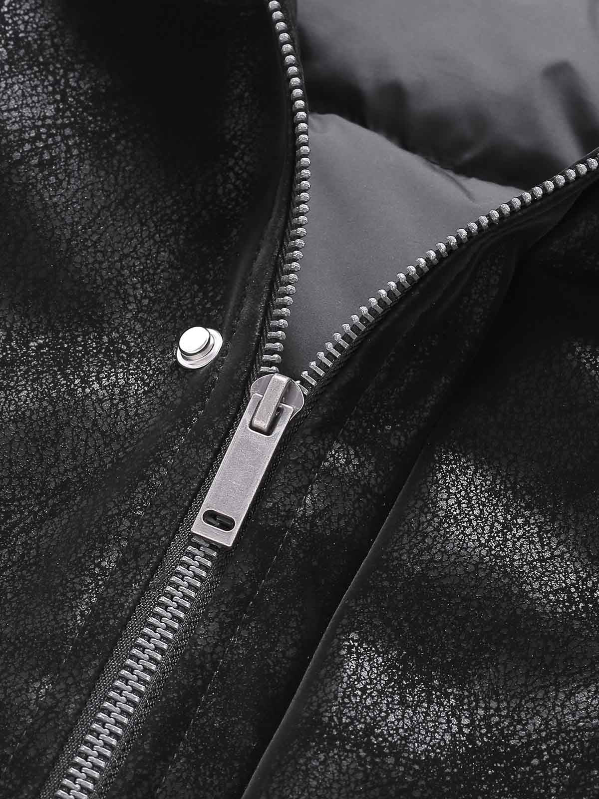 Faux Shearling PU Leather Padded Jacket