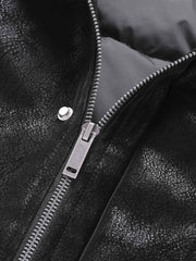 Faux Shearling PU Leather Padded Jacket