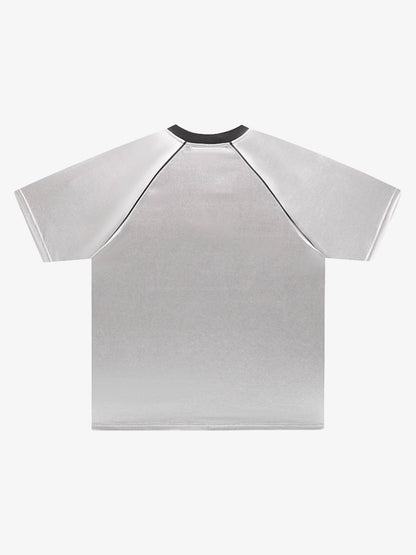 Reflective V-Neck Short Sleeve Top for Casual and Sporty Looks 