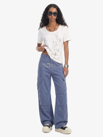 Vintage Belt Print Cargo Pants