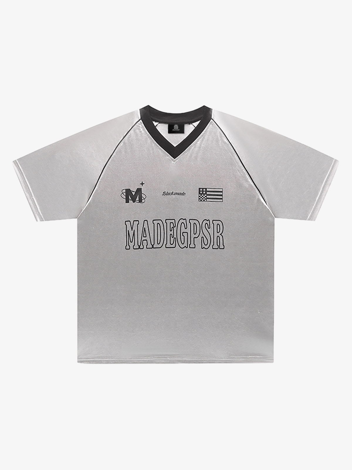 Reflective V-Neck Short Sleeve Top for Casual and Sporty Looks 