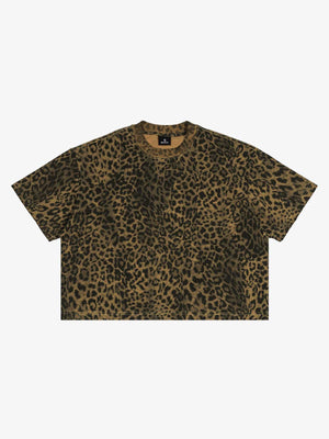 210G Cotton Leopard Print Oversized T-Shirt for Men Fashion Streetwear 