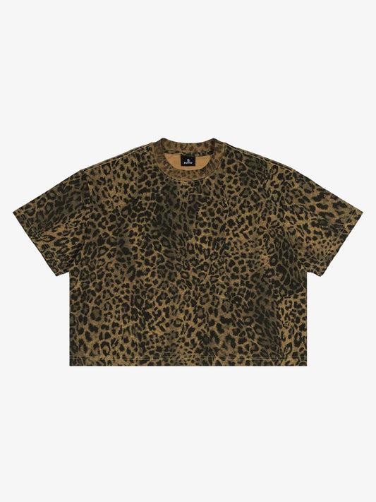 210G Cotton Leopard Print Oversized T-Shirt for Men Fashion Streetwear 