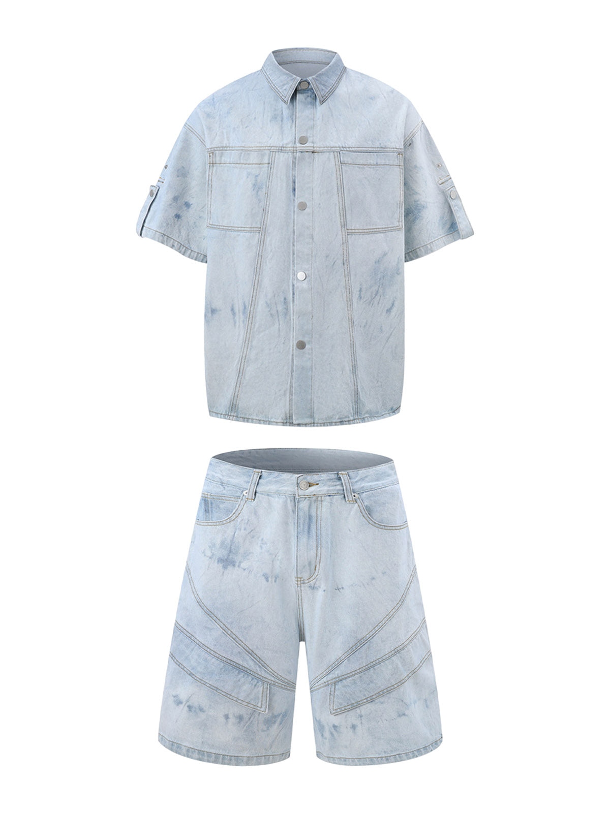 Distressed Washed Workwear Denim Set