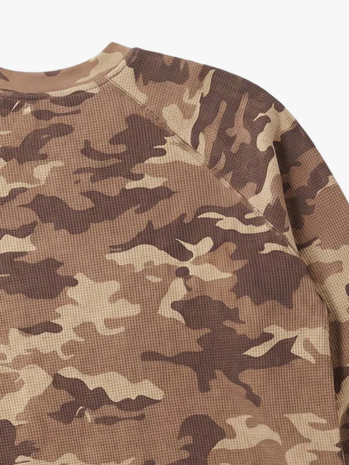 Desert Camo Puff Graphic Waffle Long Sleeve Tee
