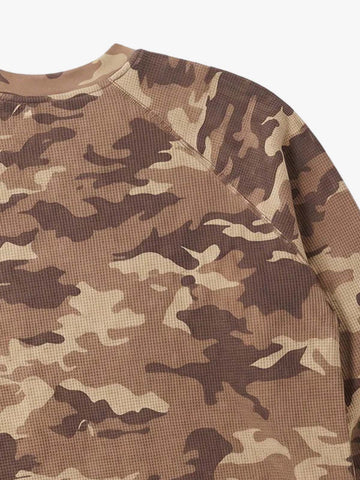 Desert Camo Puff Graphic Waffle Long Sleeve Tee