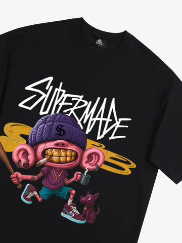 Thesupermade Cartoon Graffiti Trendy Weird Kid T-Shirt 