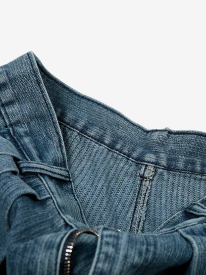 High Waist Pleated Wide Leg Jeans